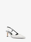 Michael Kors Alora Grommeted Leather Slingback Pump In White