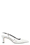 Michael Kors Alora Grommeted Leather Slingback Pump In White