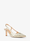 Michael Kors Alora Metallic Crocodile Embossed Leather Slingback Pump In Gold