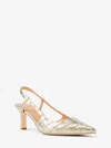 Michael Kors Alora Metallic Crocodile Embossed Leather Slingback Pump In Gold