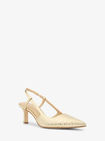 Michael Kors Alora Metallic Snake Embossed Leather Slingback Pump