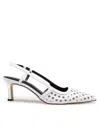 Michael Kors Alora Grommeted Leather Slingback Pump In White