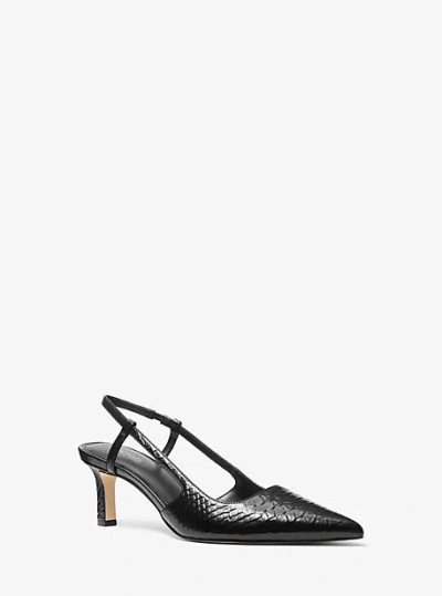 Michael Kors Alora Snake Embossed Leather Slingback Pump