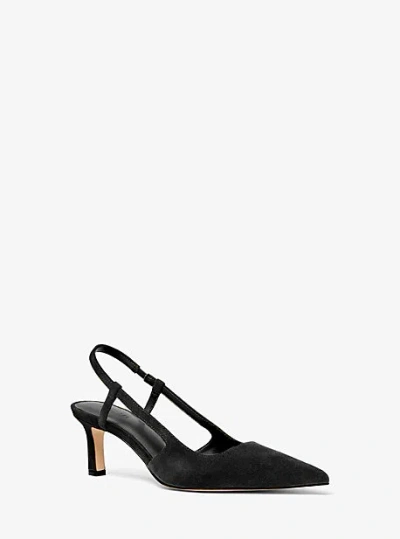 Michael Kors Alora Suede Slingback Pump In Black