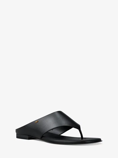 Michael Kors Alster Leather Thong Sandal In Black