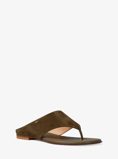 Michael Kors Alster Suede Thong Sandal In Brown