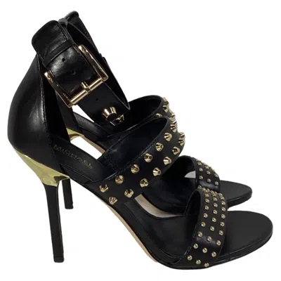 Michael Kors Amal Astor Stud Sandals In Black Leather