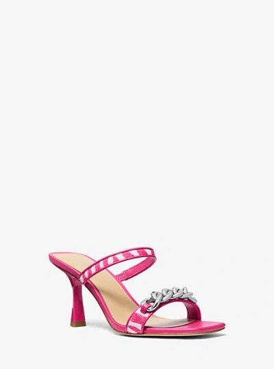 Michael Kors Amali Embellished Printed Calf Hair Sandal In Pink