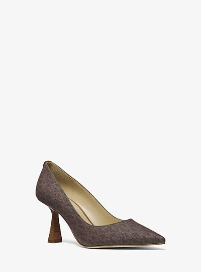 Michael Kors Amali Signature Logo Pump In Brown