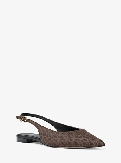 Michael Kors Amali Signature Logo Slingback Flat In Animal Print
