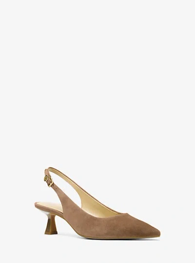 Michael Kors Amali Suede Slingback Pump In Brown