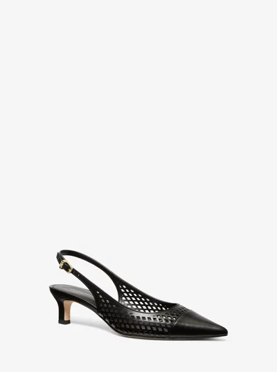 Michael Kors Amara Laser-cut Leather Slingback Pump In Black