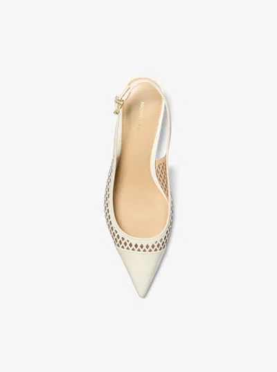 Michael Kors Amara Laser-cut Leather Slingback Pump In Neutral