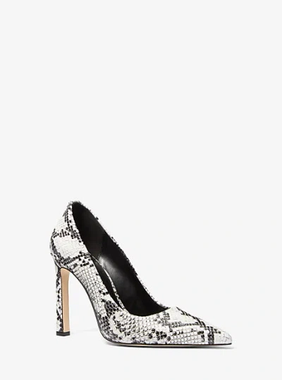 Michael Kors Amara Snake Embossed Leather Pump In Grey