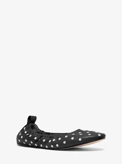 Michael Kors Amy Studded Leather Ballet Flat In Black