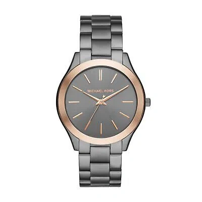 Pre-owned Michael Kors Analog Grey Dial And Band Men's Stainless Steel Watch-mk8576