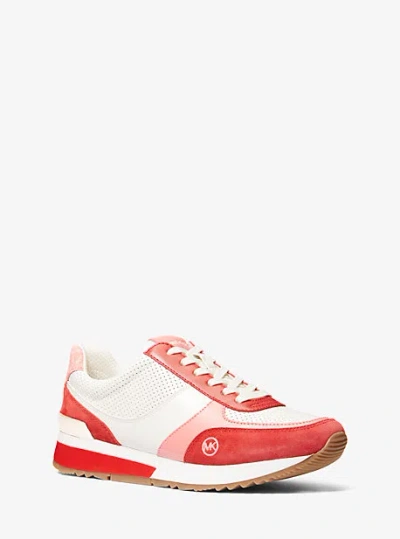 Michael Kors Andi Color-block Trainer In Red