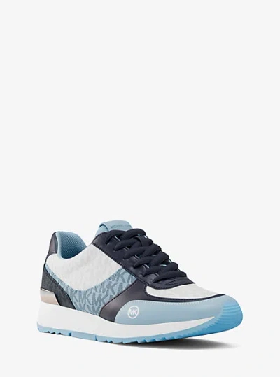 Michael Kors Andi Mixed-media Trainer In Blue