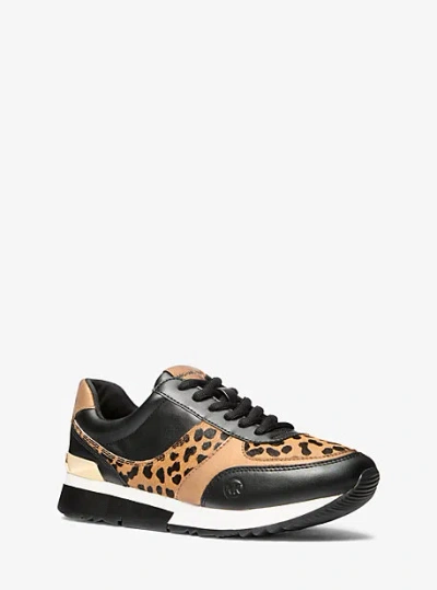 Michael Kors Andi Mixed-media Trainer In Brown