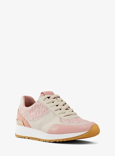 Michael Kors Andi Mixed-media Trainer In Pink