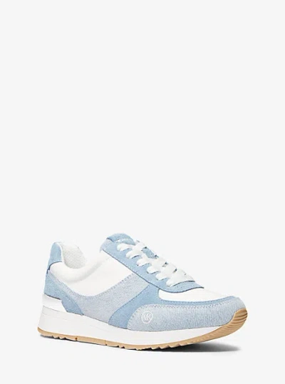 Michael Kors Andi Two-tone Washed Denim Trainer In Blue