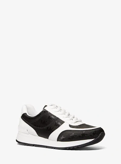 Michael Kors Andi Woven Logo Nylon Trainer In Black