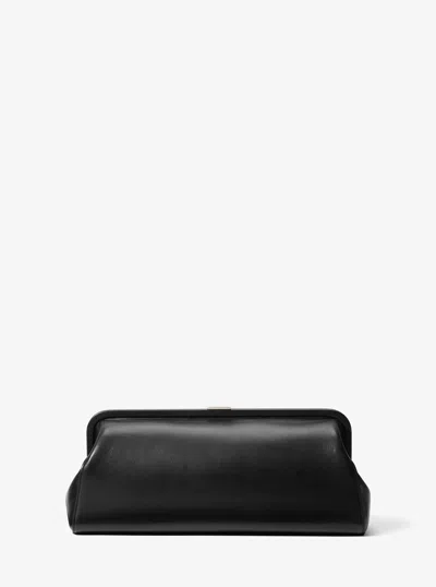 Michael Kors Angelica Large Leather Frame Clutch In Black