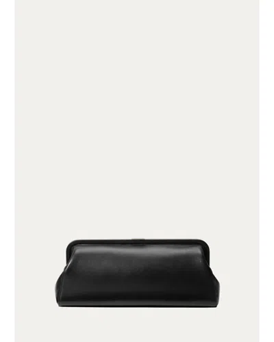 Michael Kors Angelica Large Leather Frame Clutch In Black
