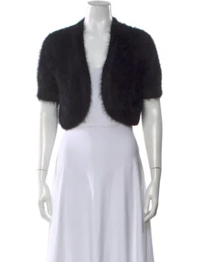 Pre-owned Michael Kors Angora Open Front Sweater In Black