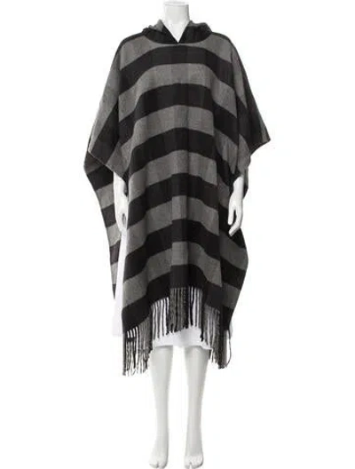 Pre-owned Michael Kors Angora Striped Poncho In Gray