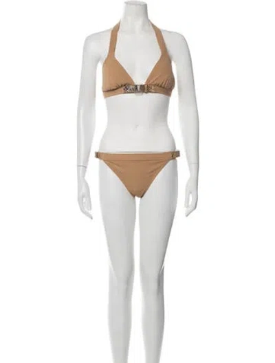 Pre-owned Michael Kors Animal Print Bikini In White