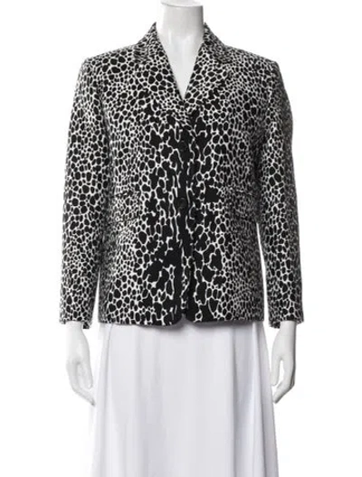 Pre-owned Michael Kors Animal Print Blazer In White