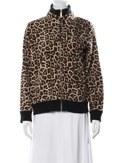 Pre-owned Michael Kors Animal Print Bomber Jacket In Brown