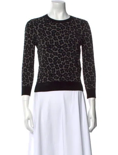 Pre-owned Michael Kors Animal Print Crew Neck Sweatshirt In Black