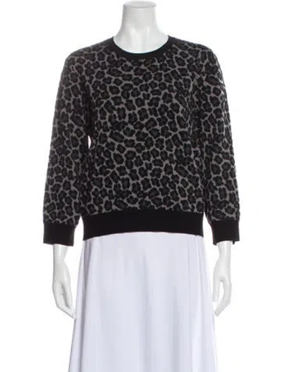 Pre-owned Michael Kors Animal Print Crew Neck Sweatshirt In Black