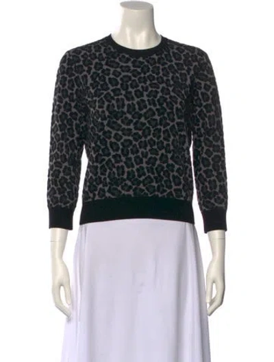 Pre-owned Michael Kors Animal Print Crew Neck Sweatshirt In Black