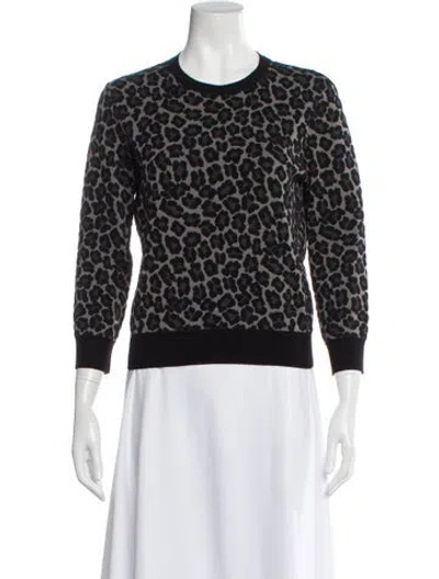 Pre-owned Michael Kors Animal Print Crew Neck Top In Black