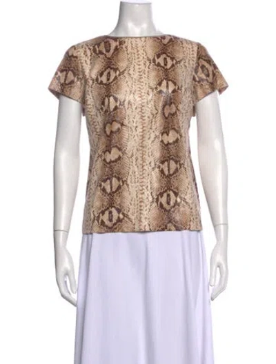 Pre-owned Michael Kors Animal Print Crew Neck Top In Neutral