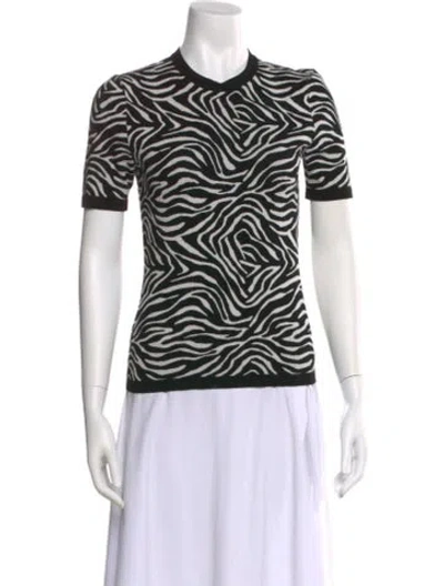 Pre-owned Michael Kors Animal Print Crew Neck T-shirt In Black