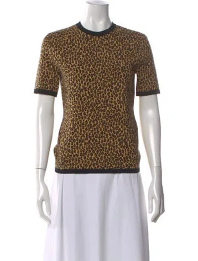 Pre-owned Michael Kors Animal Print Crew Neck T-shirt In Brown
