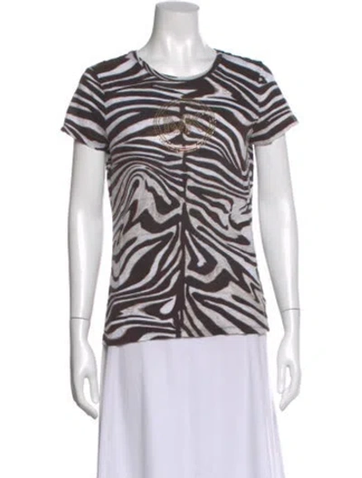 Pre-owned Michael Kors Animal Print Crew Neck T-shirt In Multi
