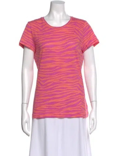 Pre-owned Michael Kors Animal Print Crew Neck T-shirt In Pink