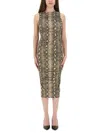 Michael Kors Snake Print Sleeveless Midi Dress In Green