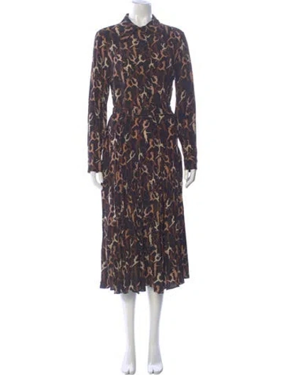 Pre-owned Michael Kors Animal Print Long Dress In Blue