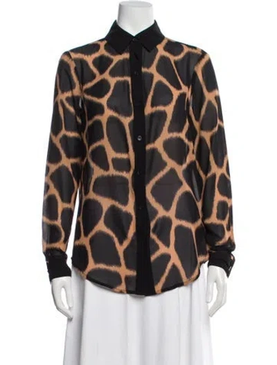 Pre-owned Michael Kors Animal Print Long Sleeve Blouse In Multi