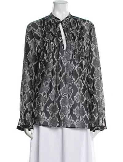Pre-owned Michael Kors Animal Print Long Sleeve Blouse In Multicolor