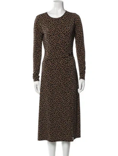 Pre-owned Michael Kors Animal Print Midi Length Dress In Brown
