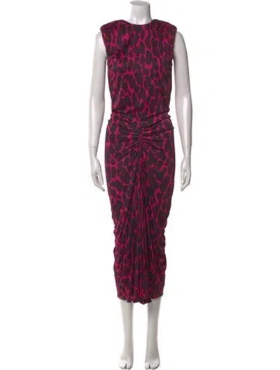 Pre-owned Michael Kors Animal Print Midi Length Dress In Multi
