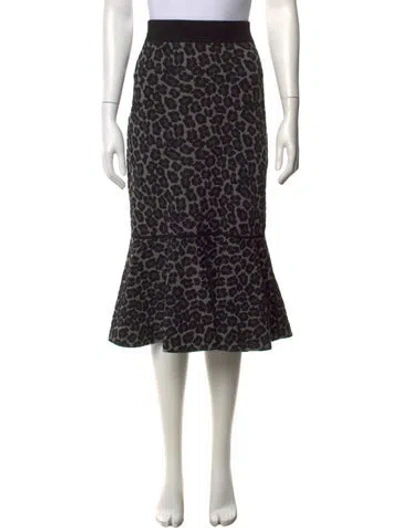 Pre-owned Michael Kors Animal Print Midi Length Skirt In Black