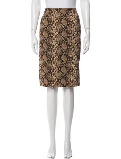 Pre-owned Michael Kors Animal Print Midi Length Skirt In Neutrals